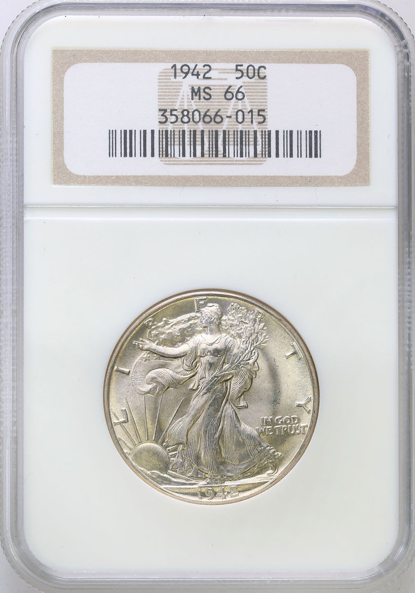 USA. 50 centów 1942 NGC MS66